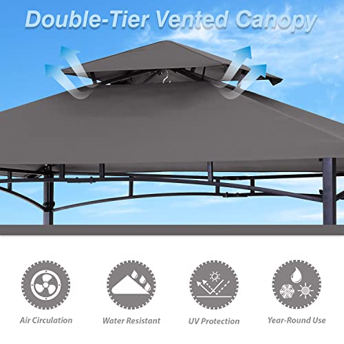 ABCCANOPY 8x5 Grill Gazebo - Outdoor BBQ Canopy Shelter with Led Light for Patio Backyard Grilling (Dark Gray)