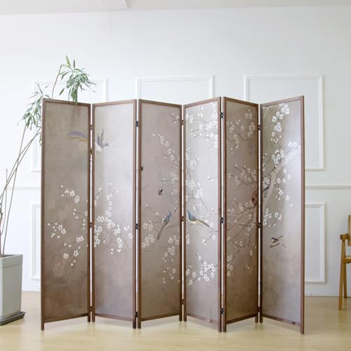 6 Panel Room Divider Screen,Double Faced Room Divider Folding Wall Divider for Room Separation,Mountains and Waters Landscape,67" H x 94.5" W