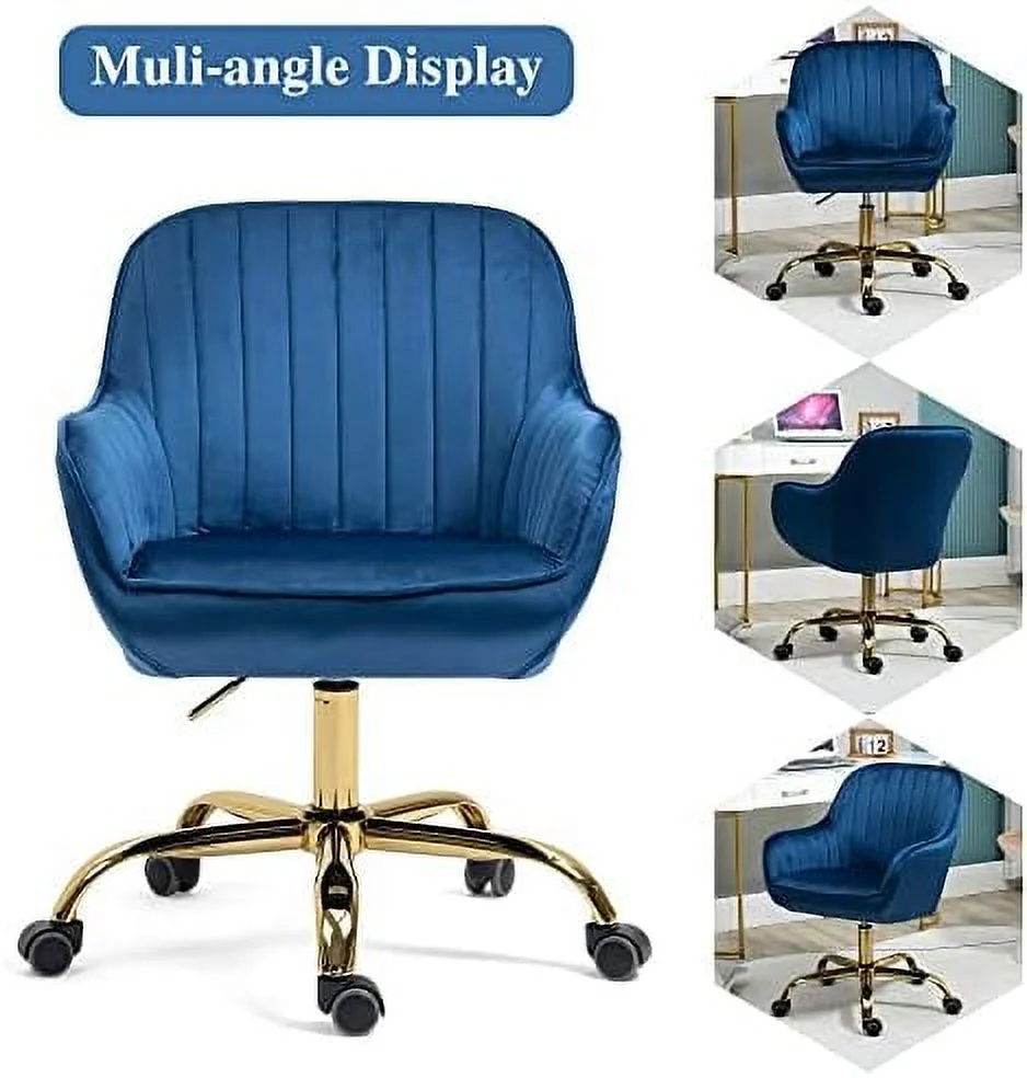 TJUNBOLIFE ° Swivel Chair with Wheels  Adjustable Height Home Office Chair Rolling Living Room Chair Boucle Dining Chair with Backrest/Armrest