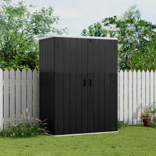 KINYING Outdoor Vertical Storage Shed,57 Cu.ft Outdoor Storage Cabinet Waterproof,Resin Sheds & Outdoor Storage Clearance for Garden,Patio,Backyard