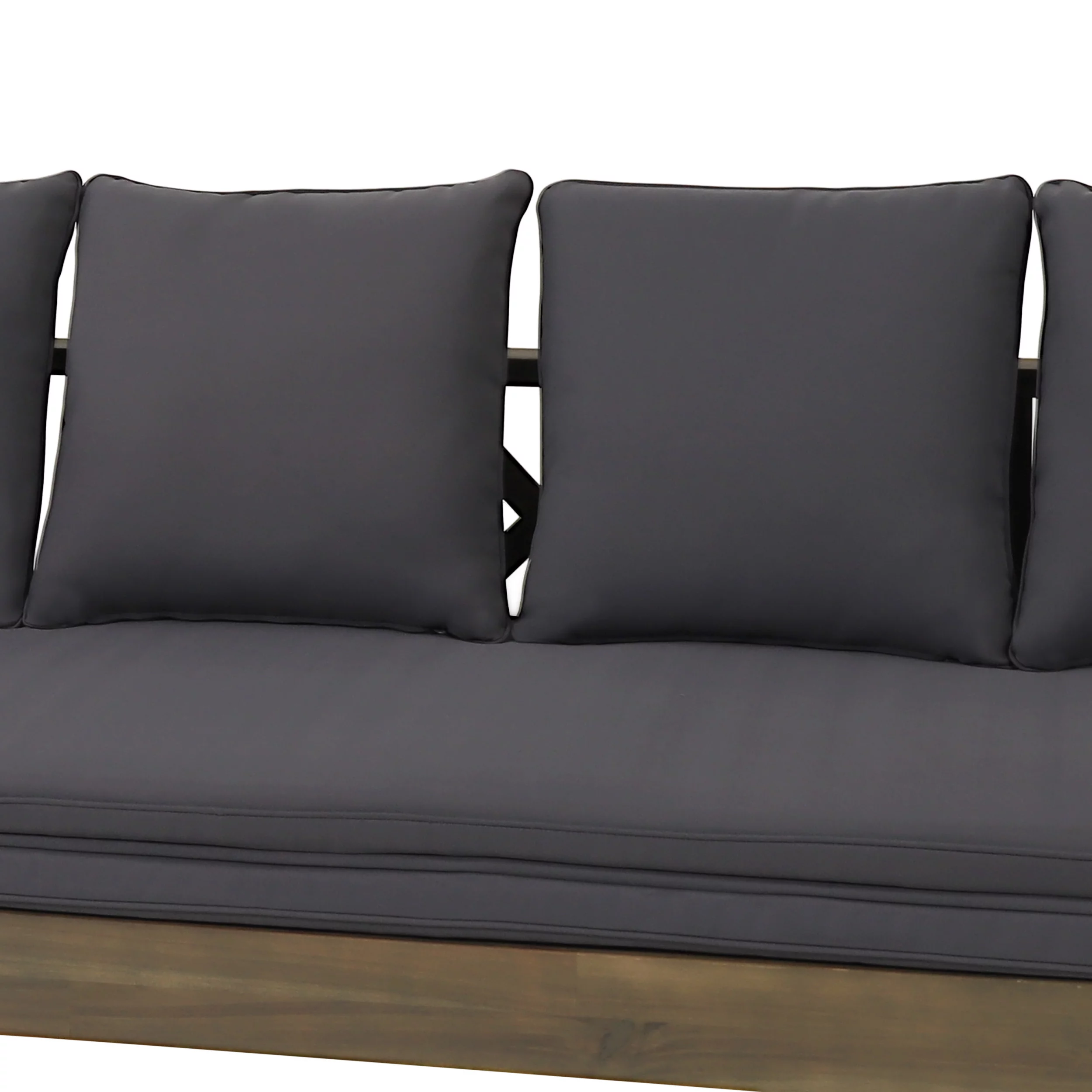 Reyes Acacia Wood Outdoor Extendable Daybed Sofa, Gray and Dark Gray