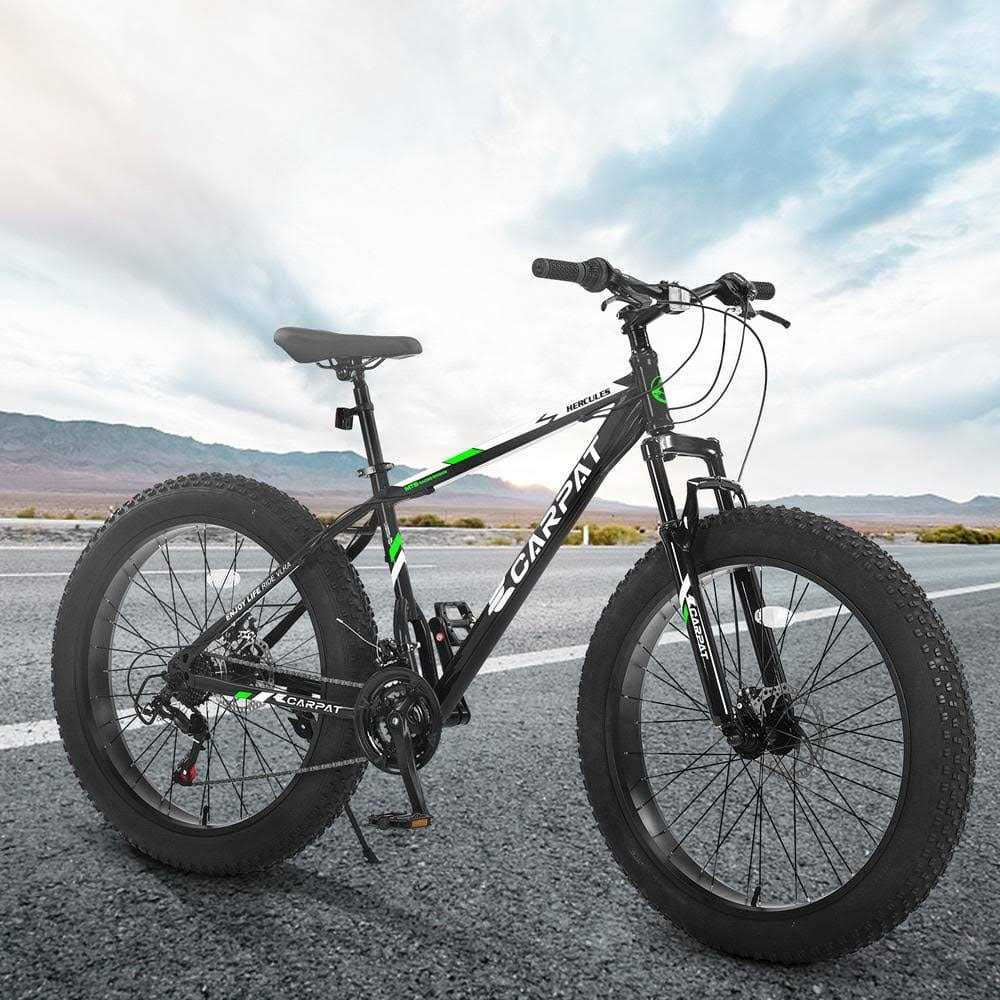 26 in. Black Steel 21 Speed Mountain Bike with Fat Tire - Sports Supplies Online Store