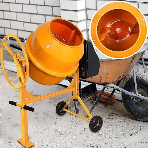Electric Cement Mixer, 5 cubic Ft, Portable Concrete Mixer Machine, Wheelbarrow Cement Mixing Tools for Stucco