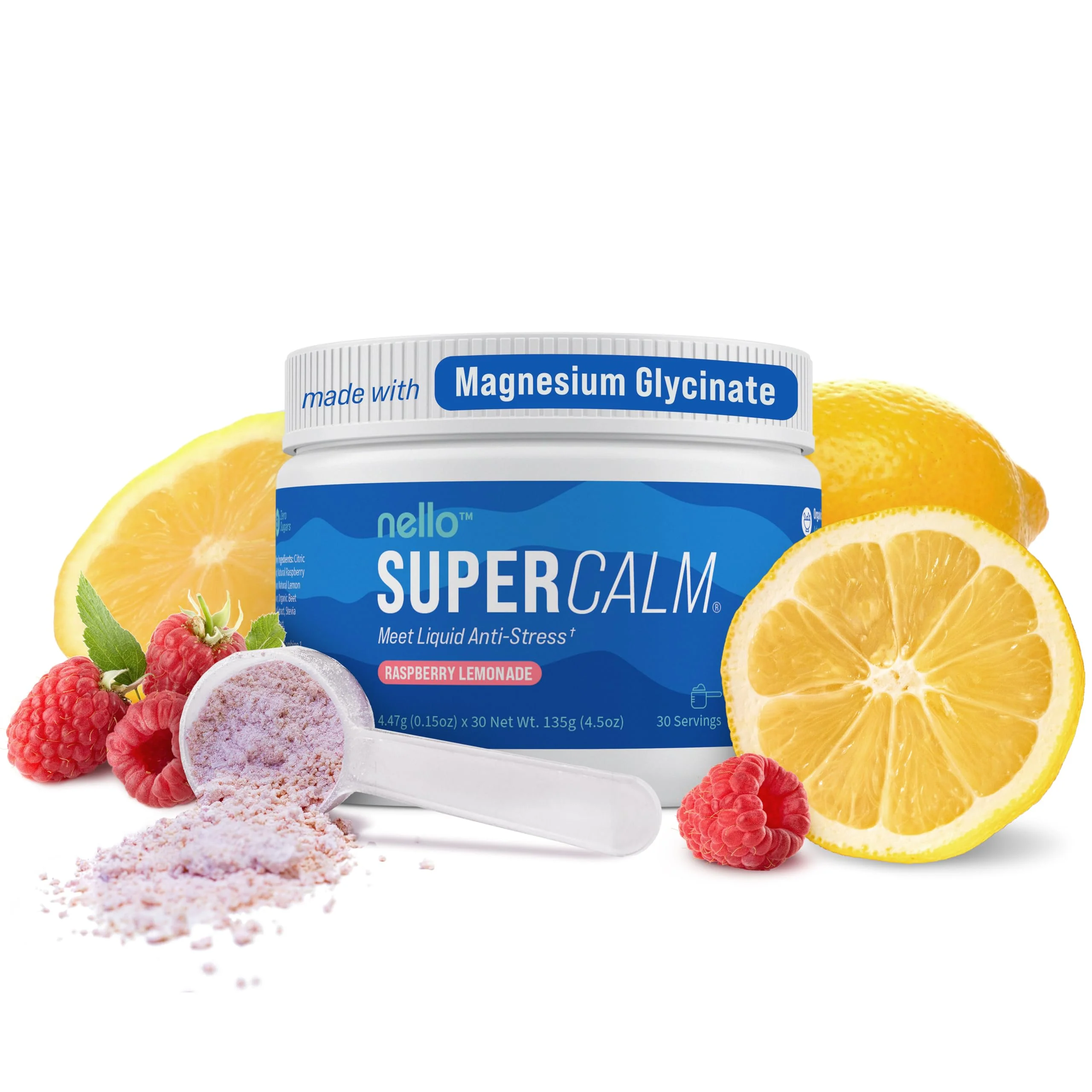 Nello Supercalm Drink Mix - Ashwagandha KSM 66, Magnesium Glycinate, L-Theanine, Vitamin D3 - Ashwagandha Root Extract