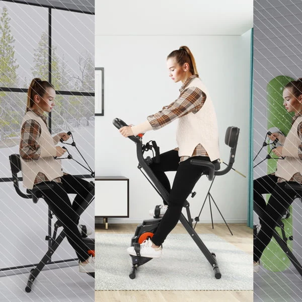 Folding Exercise Bike - Arm & Leg Workout - 3-in-1 Recumbent Exercise Bike for Home, Stationary Bike for Seniors