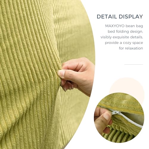 MAXYOYO Bean Bag Bed Folding Sofa Bed Floor Mattress for Adults, Extra Thick and Long Floor Sofa with Corded Washable Cover, Dark Grey, 30x95 Inch