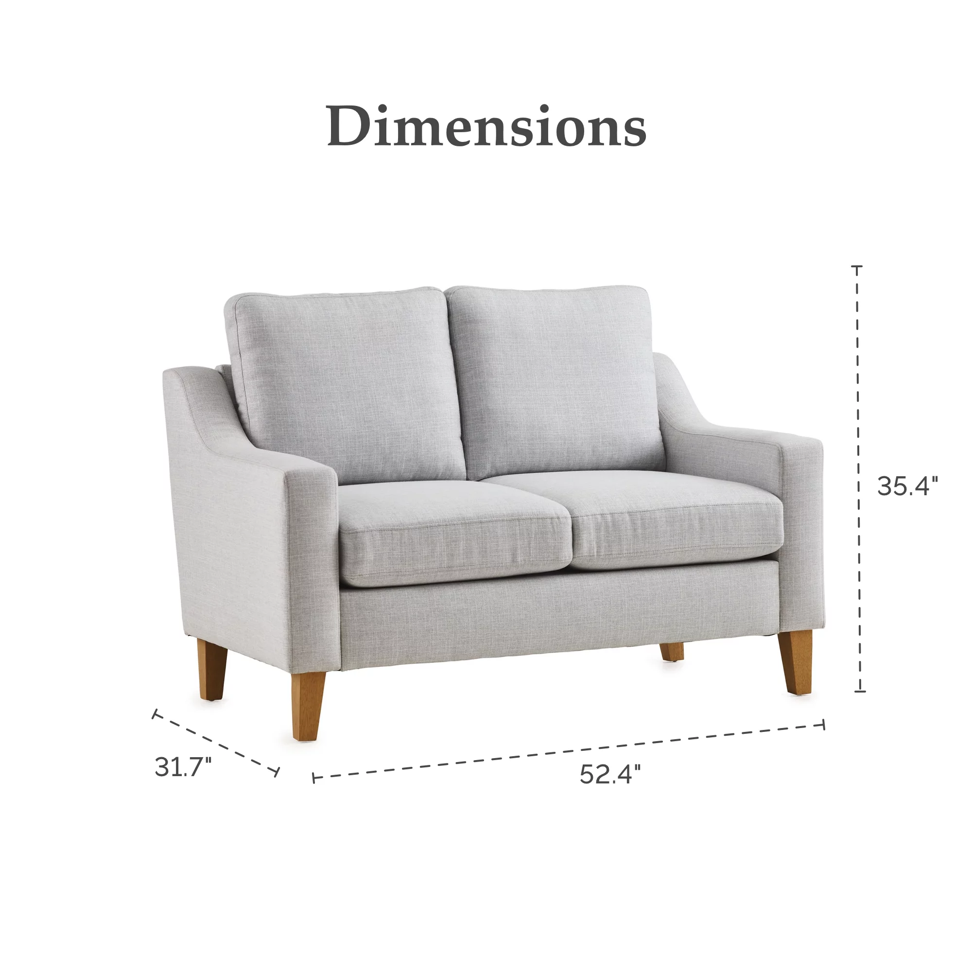 My Texas House Fairview Upholstered Loveseat, Light Gray