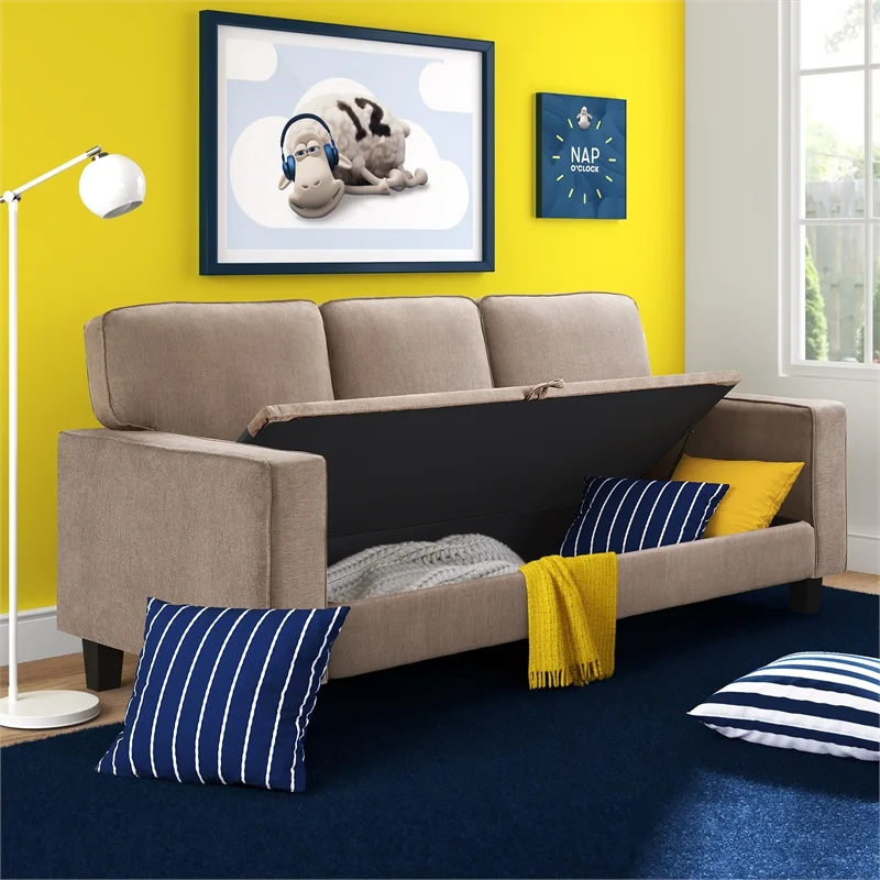 Serta Palisades 80" Track Arm Fabric Sofa with Storage Soft Tan