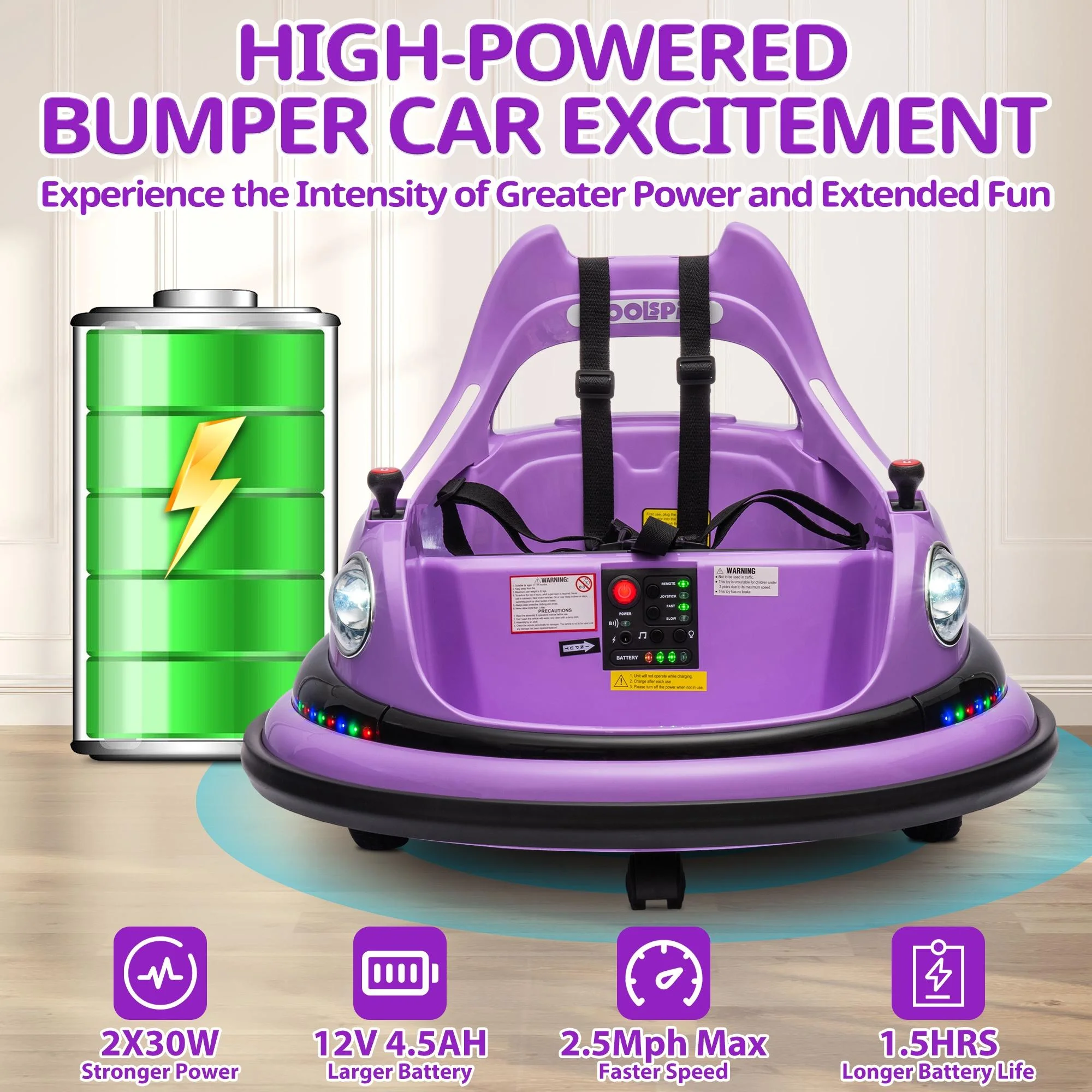 iRerts 12V Bumper Cars for Kids, Bumper Car Ride on with Remote Control, Battery Powered Kids Ride on Toys for 2-5 Year Old Boys Girls
