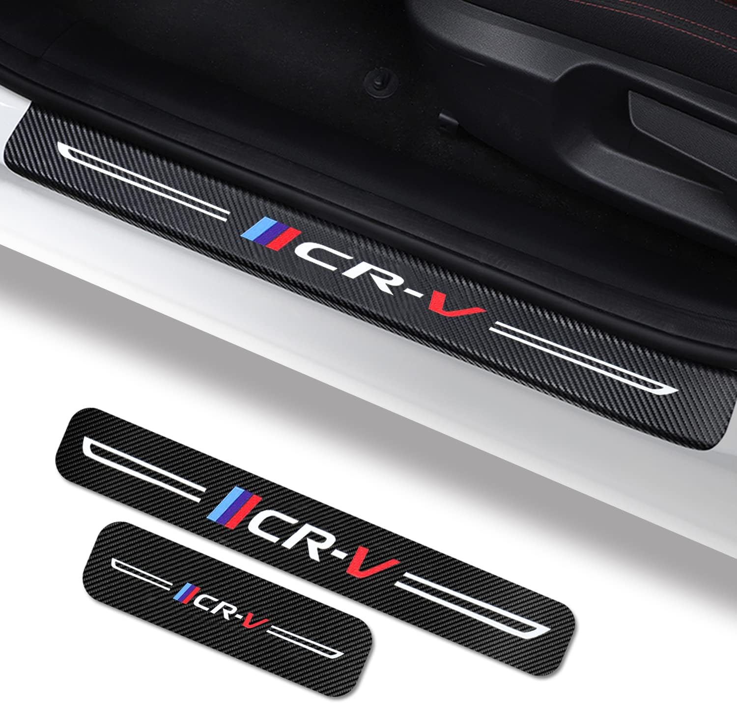 4Pcs Car Door Sill Protector for Honda CRV Accessories Fit for CRV 2006-2022,Carbon Fiber Leather