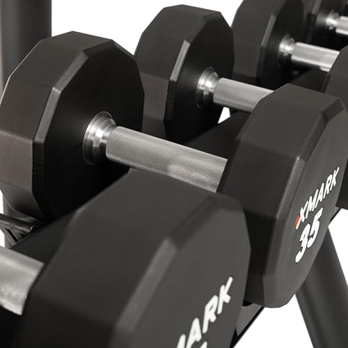 XMARK Dumbbell Weights Sets, 5-50lb and 5-75lb Dumbbell Sets, No Odor, Urethane Dumbbells, Commercial Gym and Home Gym Equipment