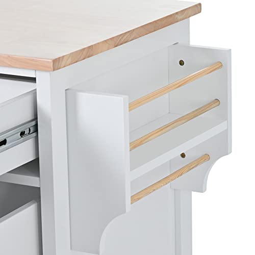 Woenei Kitchen Island Cart with Storage- Rolling Cart Buffet Sideboard with Drawers,Portable Wood Coffee Bar Cabinet,Mobile Island on 5 Wheels