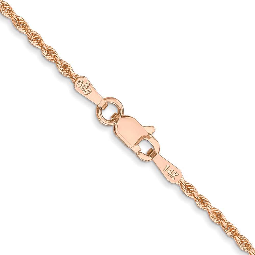 14K Rose Gold 16 inch 1.5mm Diamond-cut Rope with Lobster Clasp Chain Q012R-16