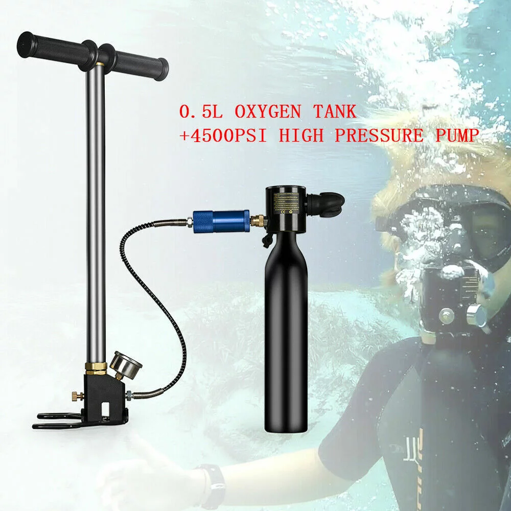FETCOI Mini Scuba Tank Diving Equipment Kit with 0.5L Oxygen Tank High-pressure Pump
