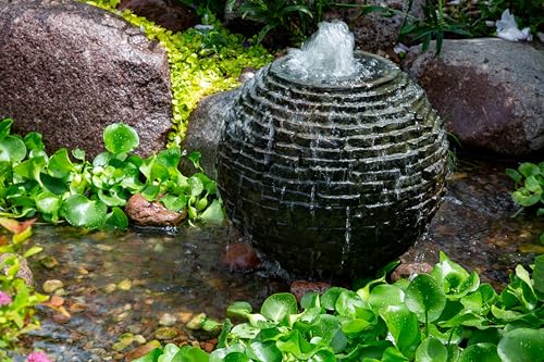Aquascape Stacked Slate Sphere Water Fountain for Yard, Landscape, and Garden, Small | 78287