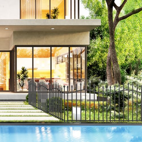 8 Panels Tall No Dig Garden Fence - 40in H x 18ft L, Reinforced Square Tube Rustproof Animal Barrier