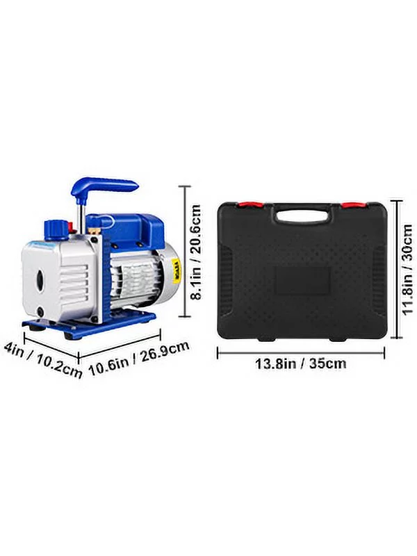 VEVOR Vacuum Pump 4.8CFM 1/4 HP Single Stage HVAC A/C Refrigeration Kit 5PA Ultimate Vacuum Manifold Gauge Set R410A R134A R22 HVAC AC