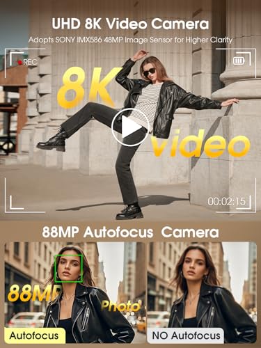 8K Digital Camera, 88MP Cameras for Photography with WiFi & Touch Screen, 16X Zoom Vlogging Camera for YouTube Video, Autofocus & Anti-Shake