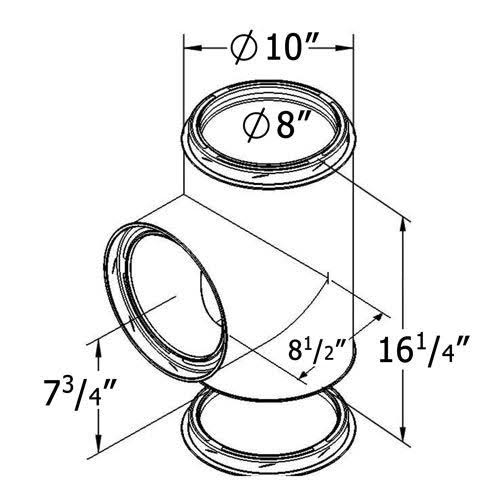 Shasta Vent 8 inch Tee with Cap 8A-T