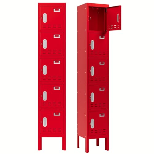 Metal Locker with 5 Doors,Lockers for Employees,66'' Steel Storage Locker for School,Gym, Office, Office,Garage