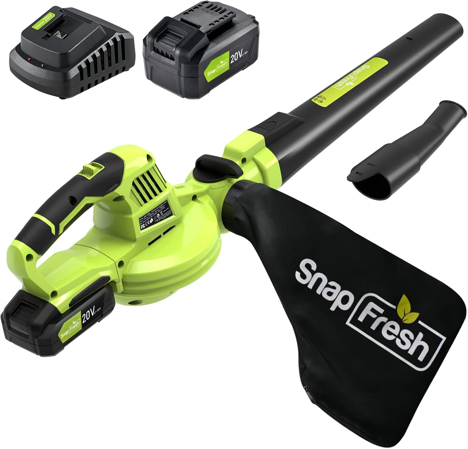 SnapFresh 20V Cordless Leaf Blower -120 MPH Electric Leaf Blower with 4.0Ah Battery and Charger, Two Adjustable Speeds