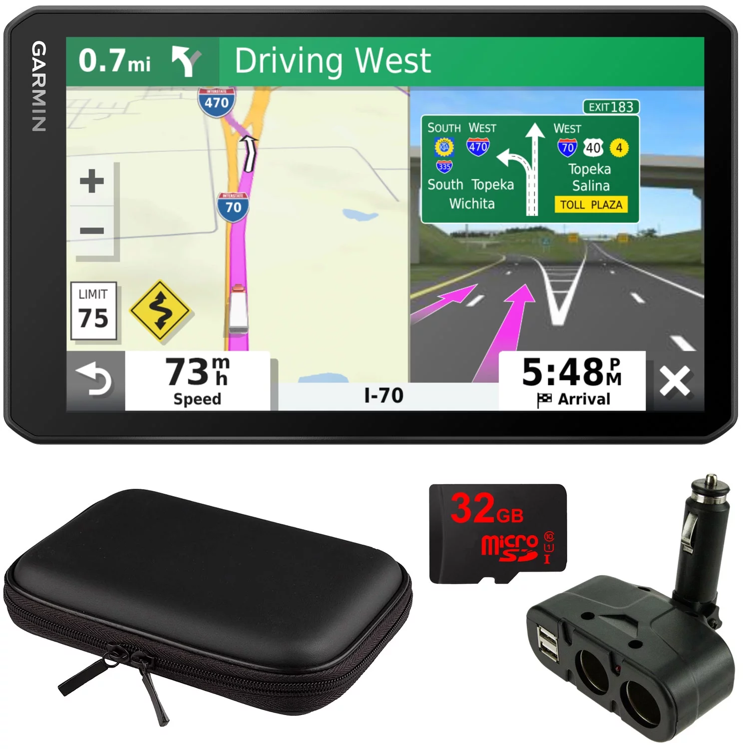 Garmin Dezl OTR700 7" GPS Truck Navigator (010-02313-00) with Accessory Bundle