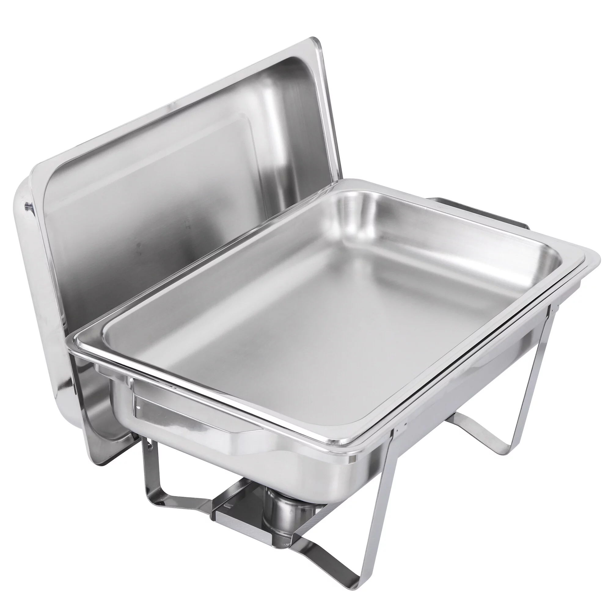 ZenSports 4 Pack 8QT Chafing Dish Full Size Buffet Set Stainless Steel Food Warmer W/ Water Pan, Silver