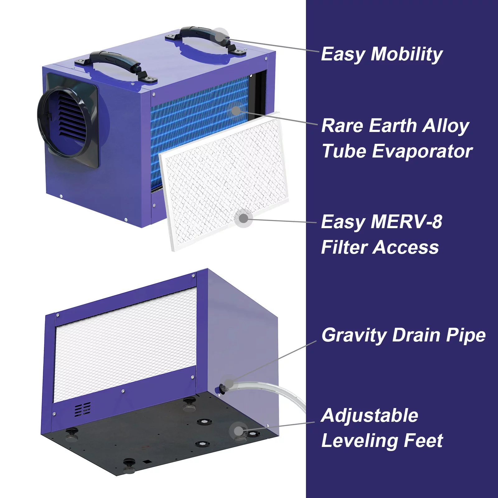 ABESTORM 113 Pint Crawl Space Dehumidifiers Commercial Dehumidifier with Hose, up to 1,200 Sq.ft