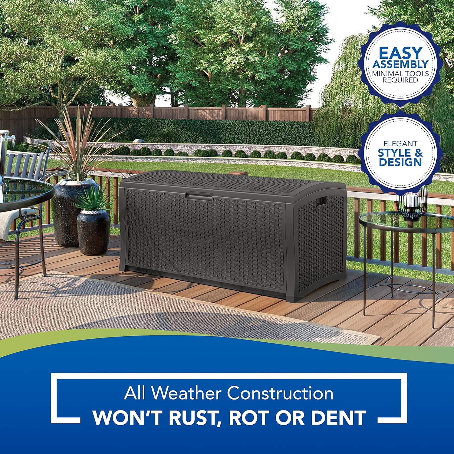 Suncast DBW9936P Extra Large Deck Box, Peppercorn