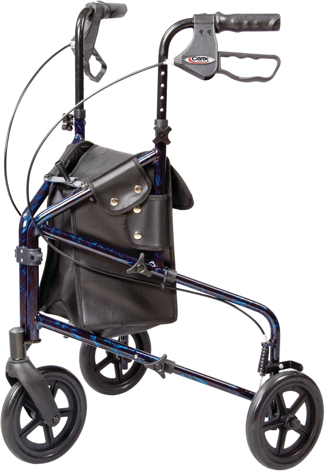 Carex 3 Wheel Walker for Seniors, Foldable, Rollator Walker with Three Wheels, Trio Walker with Height Adjustable Handles