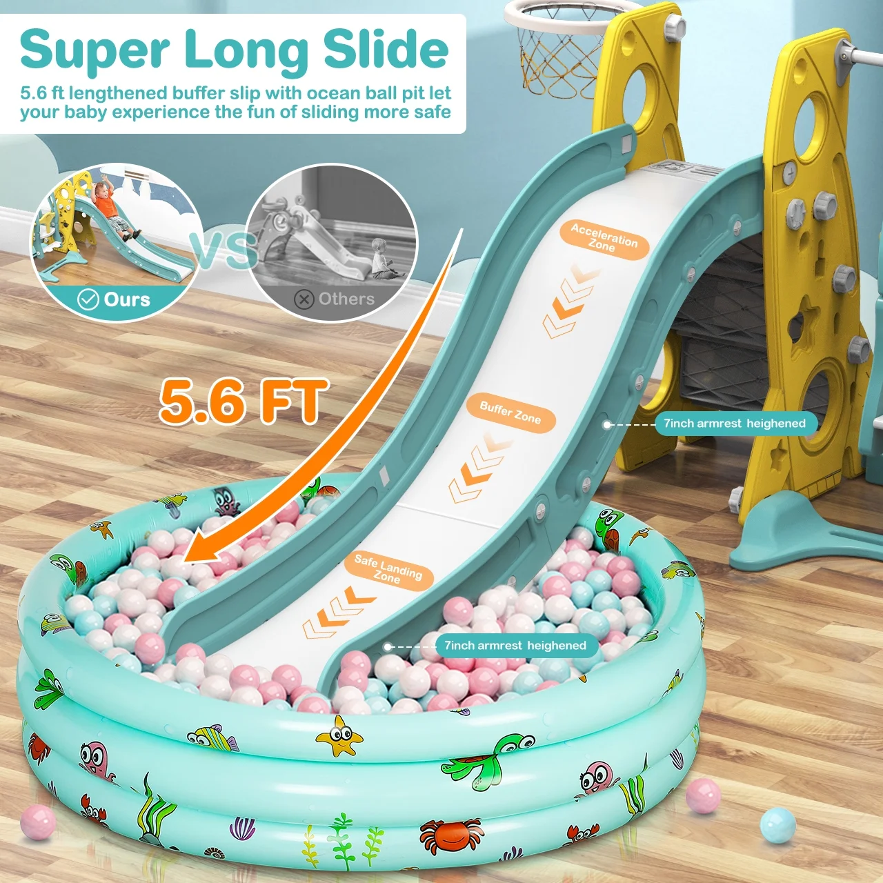 GIKPAL 6 in 1 Toddler Slide and Swing Set