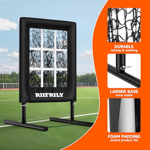 Heavy-Duty 9 Hole Baseball Pitching Net with Pitching Target Pockets, Regulation Size Strike Zone