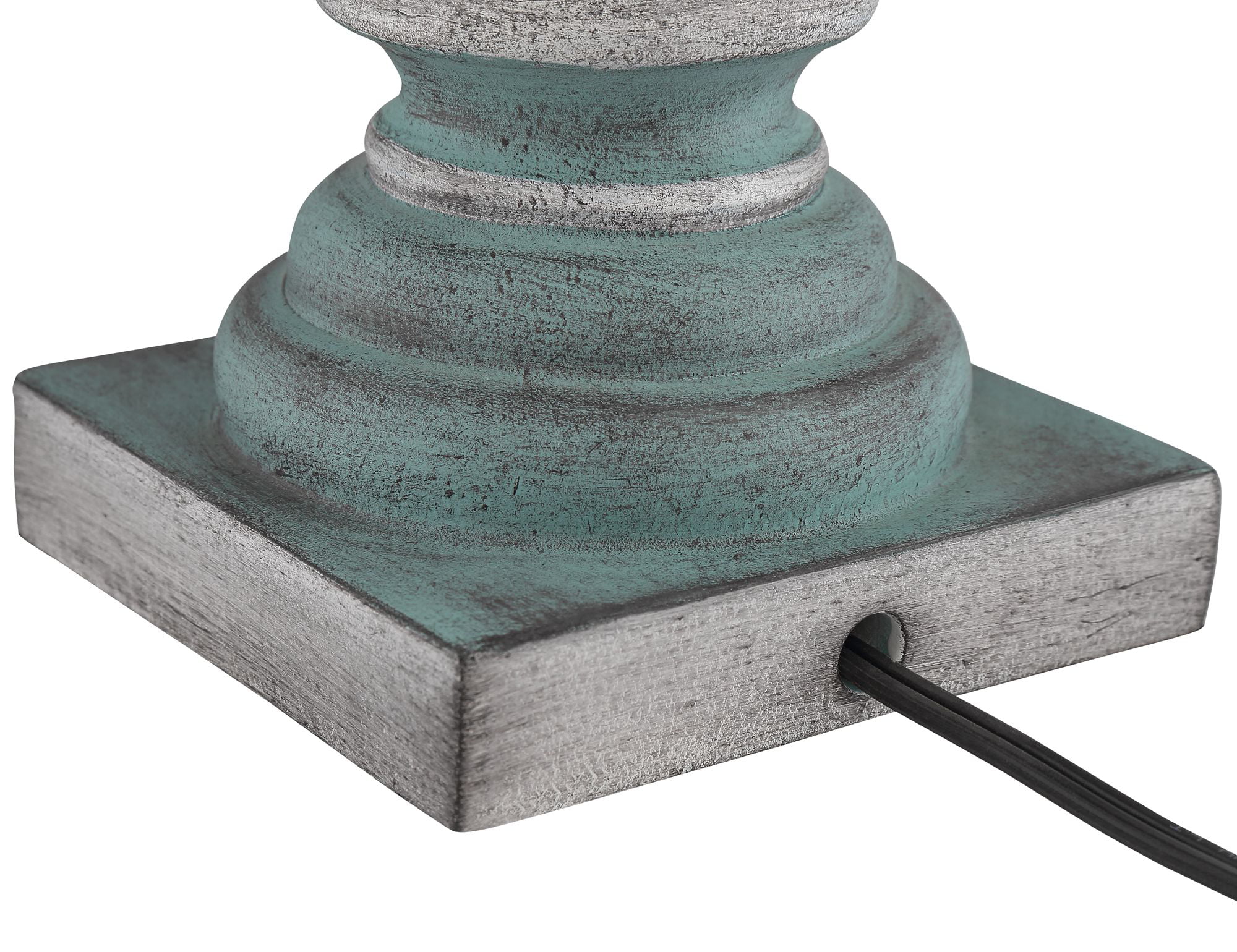 Regency Hill Patsy Country Cottage Table Lamps 26 1/2" High Set of 2 Blue Gray Washed Black Faux Silk Drum Shade for Bedroom Living Room House Bedside