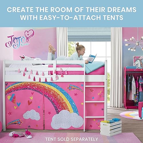 Delta Children Twin Loft Bed with Guardrail and Ladder (Coordinates with Loft Bed Tents Sold Separately), White