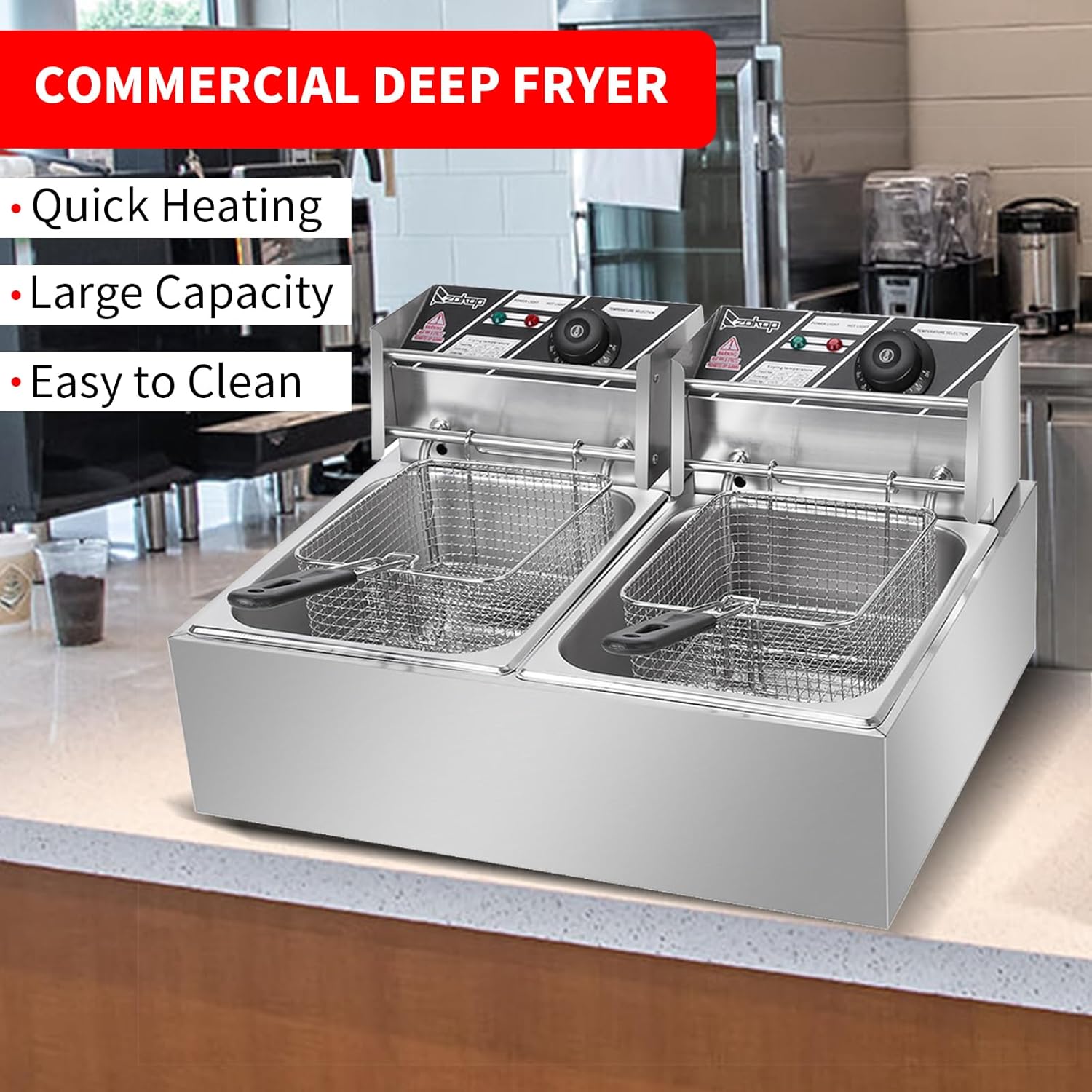 Electric Deep Fryer with Basket for Home Use, 12.7QT/12L Large Deep Fryer with Temperature Control, Commercial Fryer for Home, Commercial Kitchen