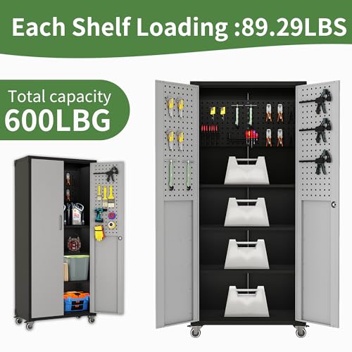 Metal Garage Storage Cabinet with Wheels,Locking Rolling Tool Cabinet with Drawers and Shelves for Home, Office, Garage & Workshop