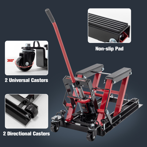 Hydraulic Motorcycle Lift Jack, 1500 LBS Capacity Foot-Operated Motorcycle Lift Table, ATV Scissor Lift Jack with 4.5" - 15" Lifting Range