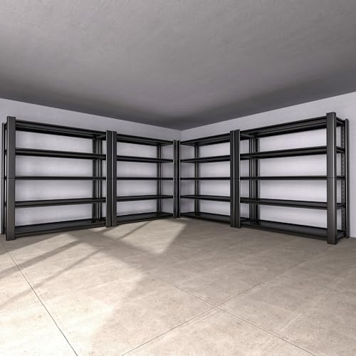 76.6" H Heavy Duty Garage Shelving Unit, 60" W Adjustable Metal Storage Rack, 5-Tier Metal Shelves, 24" D Industrial Shelving for Garage, Basement