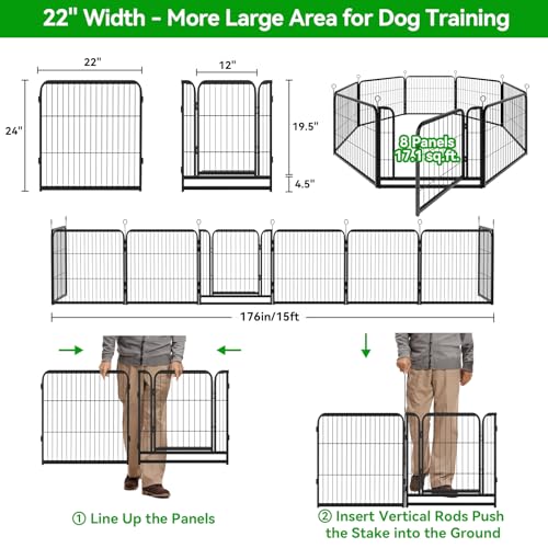 Dog Playpen Outdoor Extra Wide 12 Panels Heavy Duty Anti-Rust Coating-Strengthened Dog Fence 40" Height with Doors Portable for RV Camping Yard