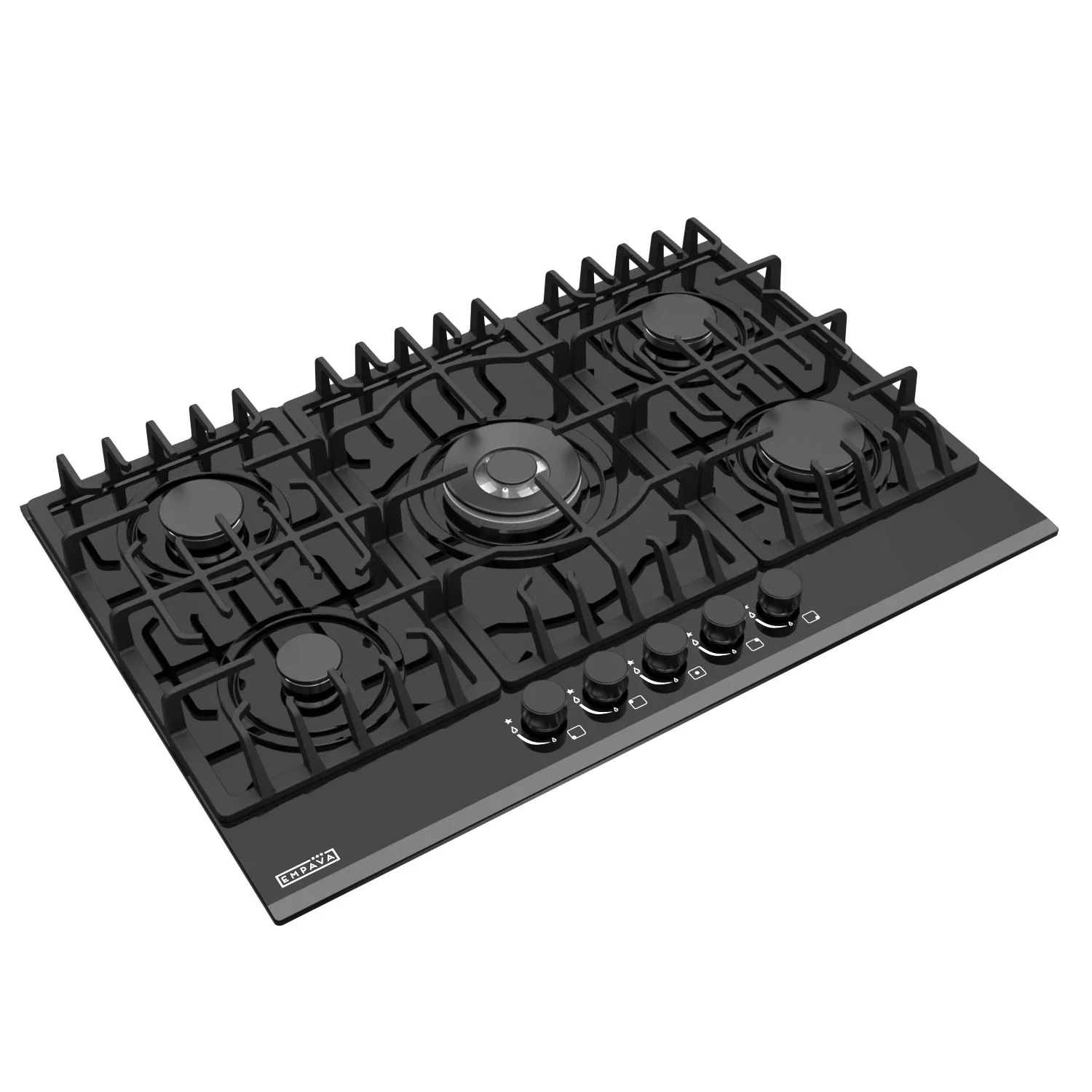 Empava 30 in. Gas Stove Cooktop 5 Italy Sabaf Sealed Burners NG/LPG Convertible in Black Tempered Glass , EMPA-30GC26