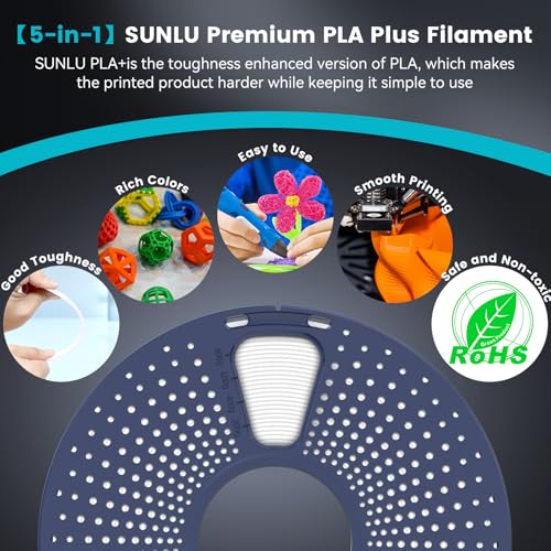 SUNLU 3D Printer Filament Bundle, PLA Plus Filament 10KG 1.75mm, Neatly Wound Filament for Most 3D Printer, 10 Colors, 1kg Spool