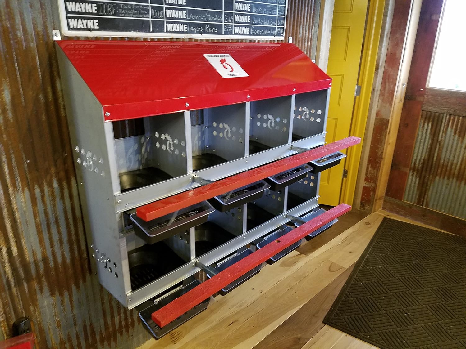 Duncan's Nesting Boxes - 8 Hole Metal Poultry Nest Box for Chickens, Hens, Ducks - Large Egg Laying Boxes