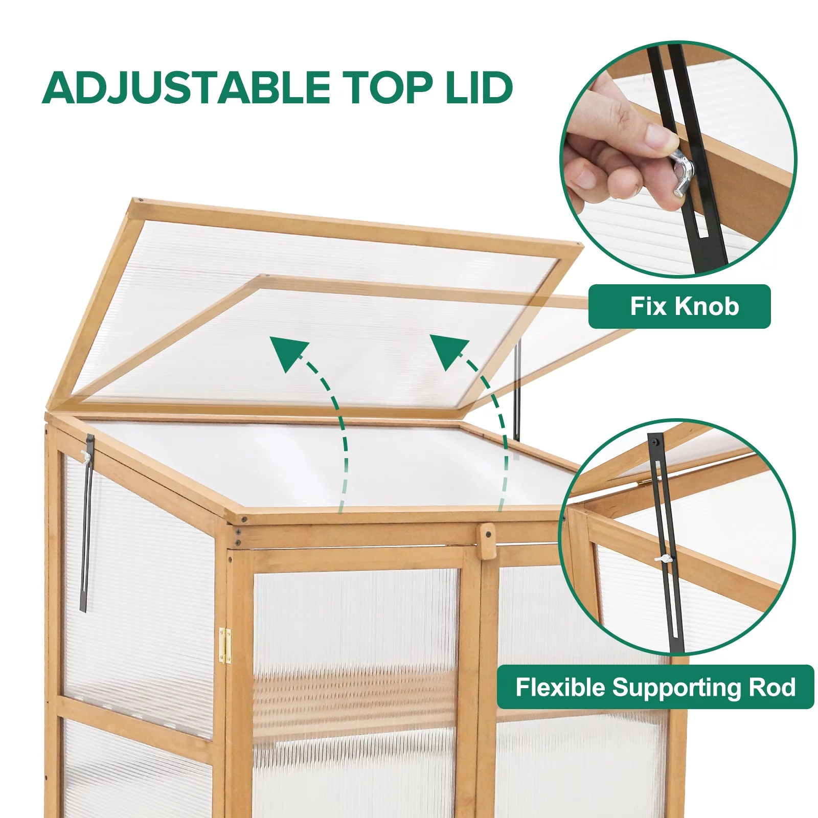EAGLE PEAK Garden Cold Frame Greenhouse with Adjustable Shelves, 30.1x22.0x43.3in, Indoor & Outdoor Use, Wood Frame with PC Windows & Vented Roof
