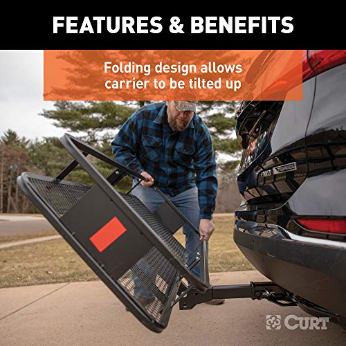 CURT 18152 60 x 24-Inch Basket Hitch Cargo Carrier, 500 lbs Capacity, Black Steel, 2-in Fixed Shank