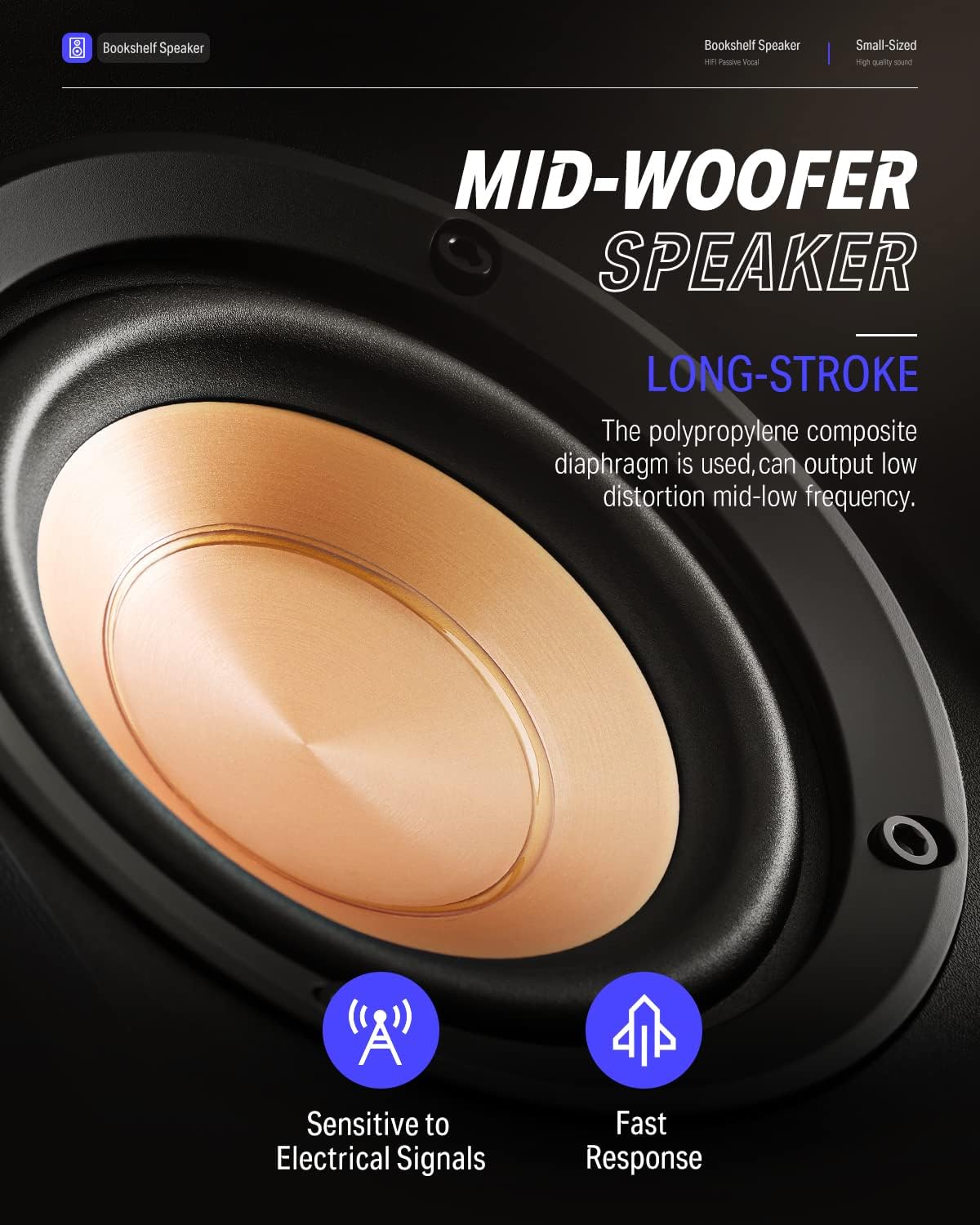 Donner HiFi Vocal Passive Bookshelf Speakers - Home Surround Sound Stereo Speakers