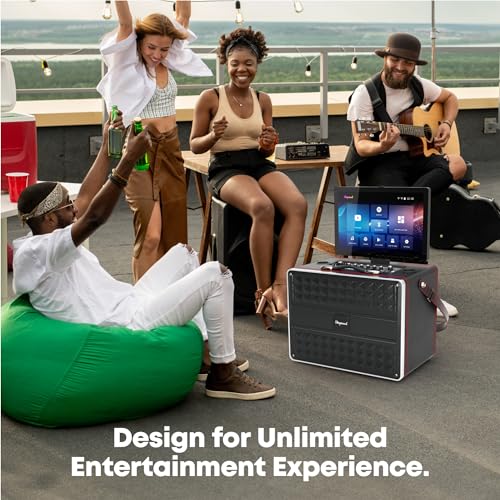 Karaoke Machine for Adults, with Lyrics Display, Smart Portable Big Bluetooth Speaker 2 Wireless Microphones