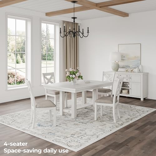 Signature Design by Ashley Robbinsdale Casual Removable Center Leaf Dining Extension Table with Trestle Base, White