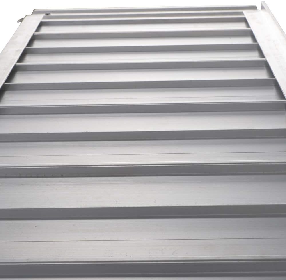 OMECAL 4' Wheelchair Ramp Threshold Portable Ramps 4ft for Home Steps Doorway Stairs Aluminum Handicap Metal House Mobile Porch Temporary Multifold