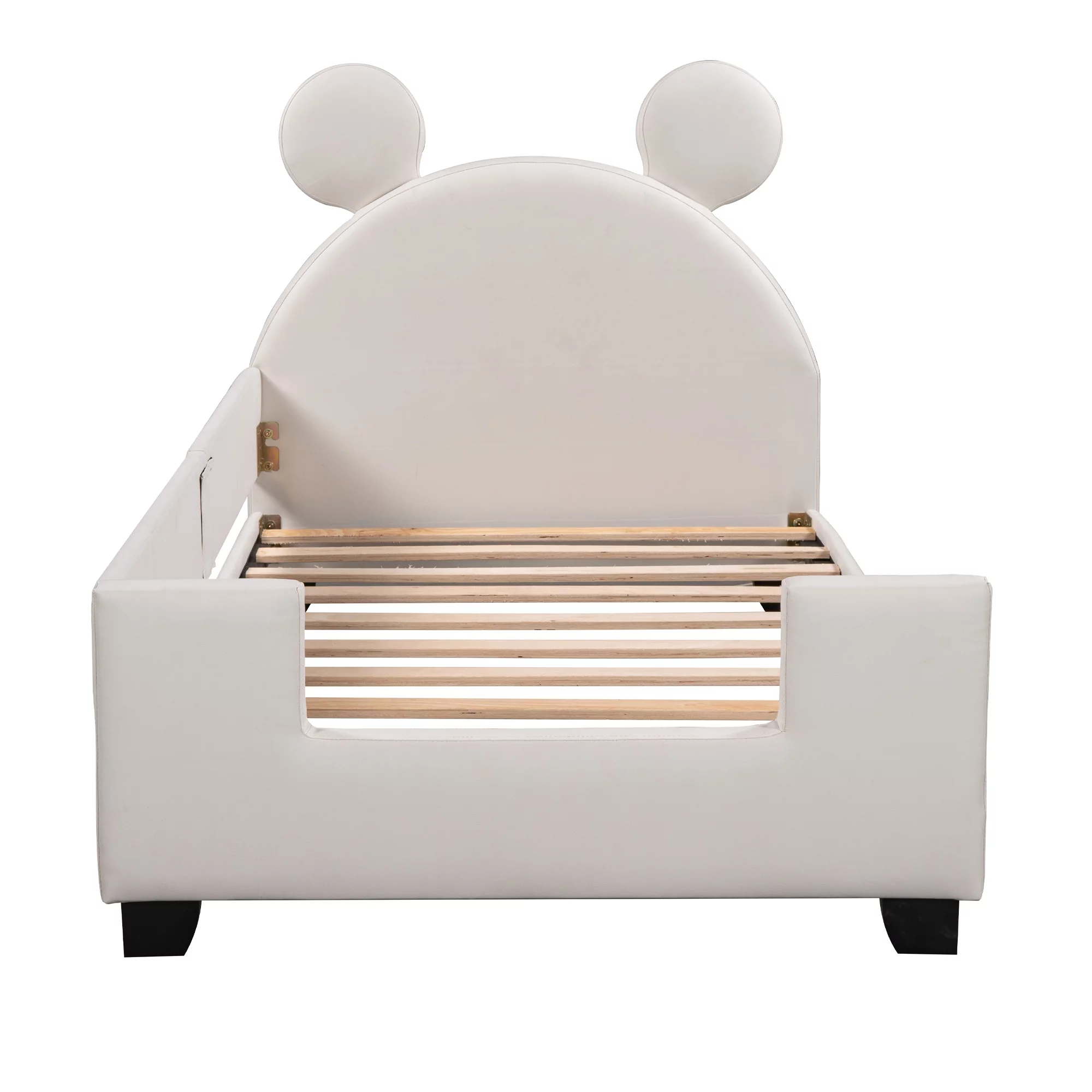 Euroco Mickey Mouse Shaped Twin Size Upholstery Daybed with Headboard for Kids Bedroom, White