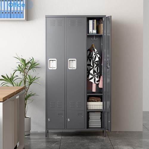 6 Door Metal Storage Locker 18 Hooks,Metal Locker for Employees with Lock for School Garage Office Gym Bedroom,Assembly Required